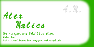 alex malics business card